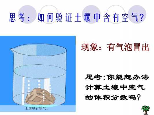 土壤放入水中（土壤放入水中有气泡产生说明里面有空气）